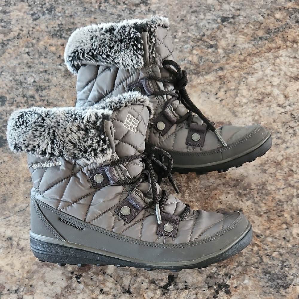 Size 6 Columbia Women's Gray Quilted Waterproof 200g Insulated Winter Boots